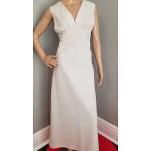 60s Vintage Maxi Cocktail  / Hostess Dress in Silver Lurex and White - L